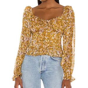 ASTR the Label Concord Top in Mustard Multi Ditsy